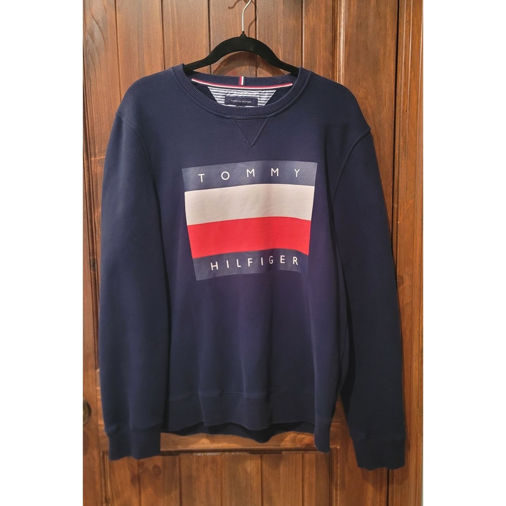Classic 90's Vibe Tommy Hilfiger Women's Sweatshirt Navy Red White Iconic‎ Logo
